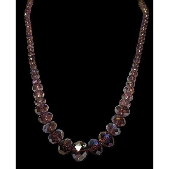Elegant Sparkly AB Brown Faceted Glass Beaded Necklace - Picture 3 of 8